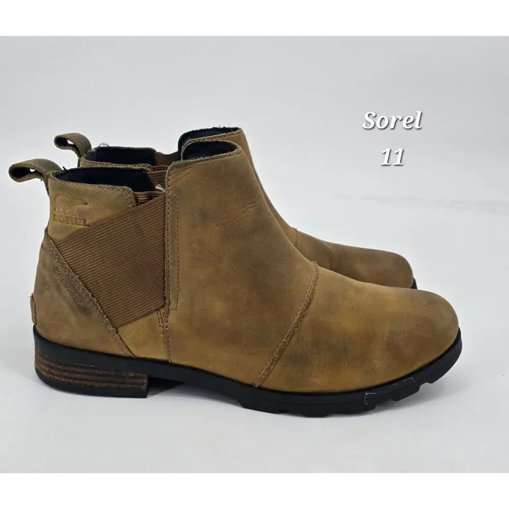 Sorel‎ Emelie Chelsea Waterproof Leather Boots - Tan - 11